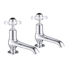 JTP Grosvenor Long Nose Basin Taps Pair Pinch Handle - Chrome/Black