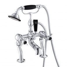 JTP Grosvenor Pillar Mounted Bath Shower Mixer Tap Pinch Handle with Kit - Chrome/Black