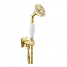 JTP Grosvenor Round Water Outlet with Holder and Slim Handshower - Brushed Brass