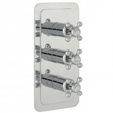 JTP Grosvenor Cross Vertical Thermostatic Concealed 2 Outlets Shower Valve Triple Handle - Chrome/White