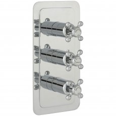 JTP Grosvenor Cross Vertical Thermostatic Concealed 3 Outlets Shower Valve Triple Handle - Chrome/White