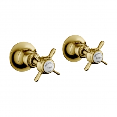 JTP Grosvenor Pinch Wall Valves Pair - Polished Gold
