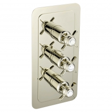 JTP Grosvenor Pinch Vertical Thermostatic Concealed 2 Outlets Shower Valve Triple Handle - Nickel