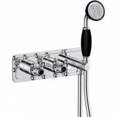 JTP Grosvenor Cross Thermostatic Concealed Shower Valve Dual Cross Handle with Handset - Chrome/Black