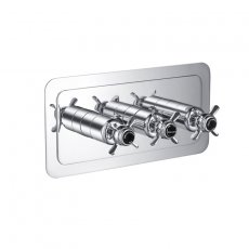 JTP Grosvenor Pinch Horizontal Thermostatic Concealed 3 Outlets Shower Valve Triple Handle - Chrome/Black