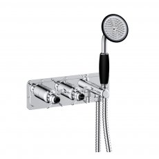 JTP Grosvenor Pinch Thermostatic Concealed Shower Valve Dual Cross Handle with Handset - Chrome/Black