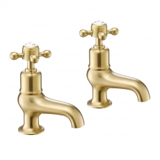 JTP Grosvenor Bath Taps Pair Cross Handle - Brushed Brass
