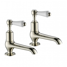 JTP Grosvenor Long Nose Basin Taps Pair Lever Handle - Nickel