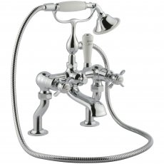 JTP Grosvenor Pillar Mounted Bath Shower Mixer Tap Pinch Handle with Kit - Chrome