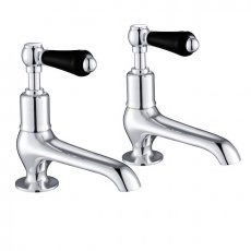 JTP Grosvenor Long Nose Basin Taps Pair Lever Handle - Chrome/Black