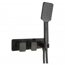 JTP HIX Thermostatic Concealed 2 Outlet Shower Valve with Attached Handset - Brushed Black