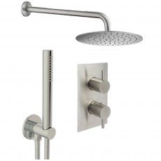 JTP Inox Thermostatic Dual Concealed Mixer Shower with Shower Handset + Fixed Head - Matt Stainless Steel