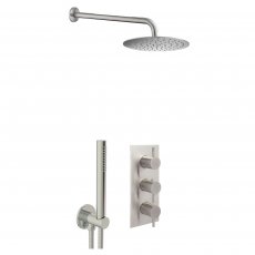 JTP Inox Thermostatic Triple Concealed Mixer Shower with Shower Handset + Fixed Head - Stainless Steel