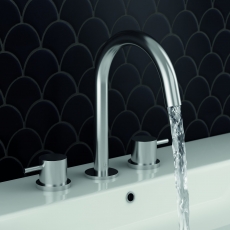 JTP Inox 3-Hole Deck Mounted Basin Mixer Tap - Matt Stainless Steel