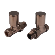 JTP Straight Radiator Valve Pair Pack - Brushed Bronze