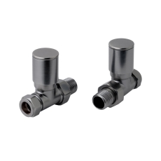 JTP Straight Radiator Valve Pair Pack - Brushed Black