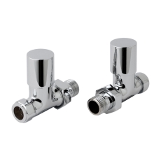 JTP Round Straight Radiator Valves 15mm Pair - Chrome
