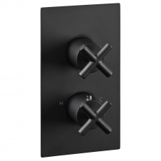 JTP Solex Vertical Thermostatic Concealed 1 Outlet Shower Valve Dual Handle - Matt Black