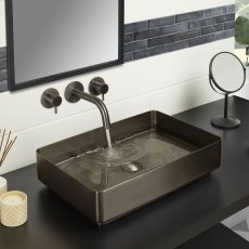 JTP Vos Rectangular Sit-On Countertop Basin 520mm Wide - Brushed Black