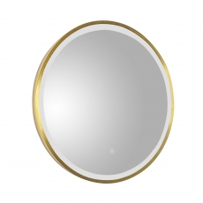 JTP Vos Bathroom Mirror 600mm Diameter With Light - Brushed Brass