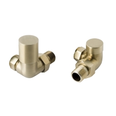 JTP Vos Corner Radiator Valves Pair Pack - Brushed Brass