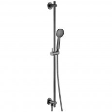 JTP Vos Slider Shower Rail Kit Round Shower Handset and Shower Hose - Brushed Black