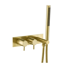 JTP Vos Thermostatic Concealed 2 Outlets Shower Valve with Attached Handset - Brushed Brass