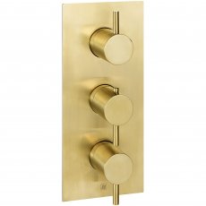 JTP Vos Vertical Thermostatic Concealed 3 Outlets Shower Valve - Brushed Brass