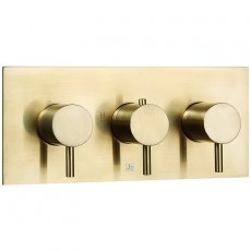 JTP Vos Horizontal Thermostatic Concealed 3 Outlets Shower Valve - Brushed Brass