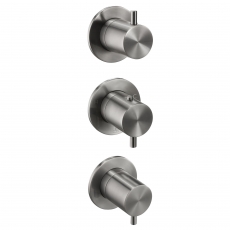 JTP Vos Modular Vertical Thermostatic Concealed 3 Outlet Shower Valve Triple Handle - Brushed Black