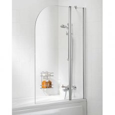 Signature Contract Double Panel Curved Hinged Bath Screen 1400mm H x 975mm W -6mm Glass