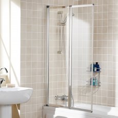 Signature Contract Two Folding Silver Framed Bath Screen 1400mm H x 950mm W - 4mm Glass