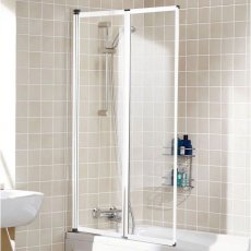 Signature Contract Two Folding White Framed Bath Screen 1400mm H x 950mm W - 4mm Glass