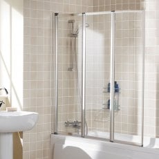 Signature Contract Three Folding White Framed Bath Screen 1400mm H x 1390mm W - 4mm Glass
