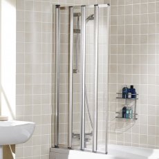 Signature Contract Four Folding White Framed Bath Screen 1400mm H x 730mm W - 4mm Glass