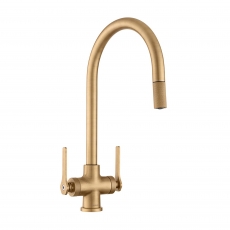 Leisure Aquaspirit 1933 Pull-Out Dual Lever Kitchen Sink Mixer Tap - Satin Bronze