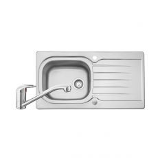 Leisure Eaton 1.0 Bowl Stainless Steel Kitchen Sink with Aquamono 35 Tap & Waste Kit 950mm L x 508mm W - Satin