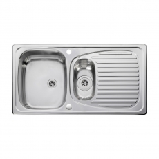 Leisure Euroline 1.5 Bowl Stainless Steel Kitchen Sink with Waste Kit 950mm L x 508mm W - Polished