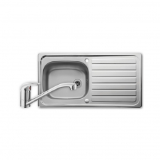 Leisure Lexin 1.0 Bowl Stainless Steel Kitchen Sink with Aquamono 35 Tap & Waste Kit 950mm L x 508mm W 0.6 Gauge Steel - Satin