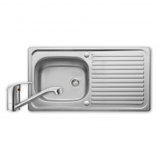 Leisure Linear 1.0 Bowl Stainless Steel Kitchen Sink with Aquamono 40 Tap & 92mm Hole Waste Kit 950mm L x 508mm W - Satin