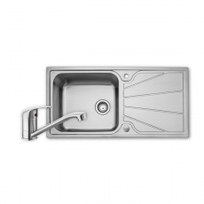 Leisure Nimbus 1.0 Bowl Stainless Steel Kitchen Sink with Aquamono 40 Tap & Waste Kit 1000mm L x 500mm W - Polished