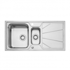 Leisure Nimbus 1.5 Bowl Stainless Steel Kitchen Sink with Waste Kit 1000mm L x 500mm W - Polished