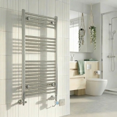MaxHeat Bolt Chrome Thermostatic Dual Fuel Ladder Towel Rail (inc Element & Valve Set)