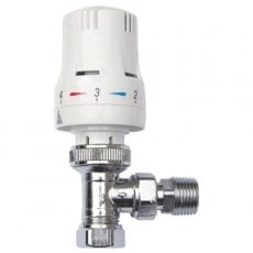 Prestige MaxTherm Style Angled Thermostatic Radiator Valve 15mm White/Chrome