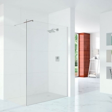 Merlyn 10 Series Wet Room Glass Panel with Wall Profile and Stabilising Bar 1400mm Wide - 10mm Glass