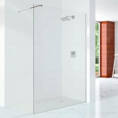 Merlyn 10 Series Wet Room Glass Panel with Wall Profile and Stabilising Bar 700mm Wide - 10mm Glass