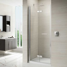 Merlyn 8 Series Frameless Hinged Bi-Fold Shower Door with Tray 800mm Wide - 8mm Glass