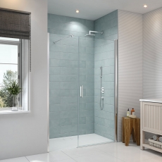 Merlyn 8 Series Frameless Inline Pivot Shower Door with Tray 1200mm Wide - 8mm Glass