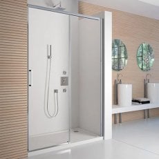 Merlyn 8 Series Frameless Sliding Shower Door with Tray 1400mm Wide - 8mm Glass