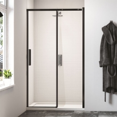 Merlyn Black Sliding Shower Door 1400mm Wide - 8mm Glass